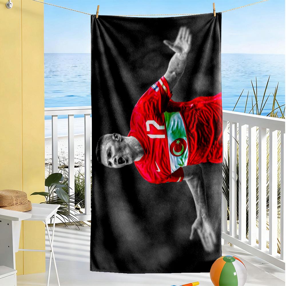 Dynamic Soccer Player Beach Towel Soft Durable Quick-Dry Comfortable Lightweight Suitable for Swimming, Gym, Camping, Yoga Vacation