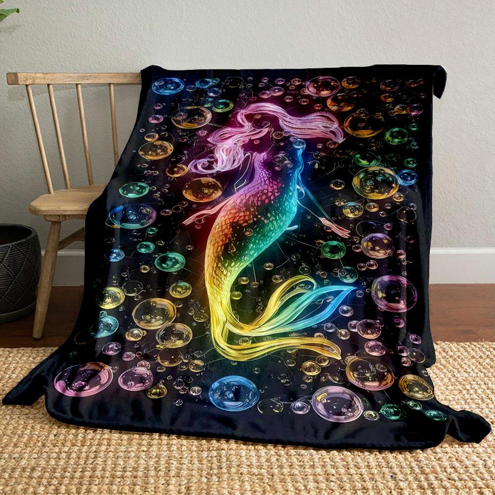 

Rainbow Mermaid Bubble Print Blanket bedroom Blanket for Livingroom Couch lunch break Soft throw for Friend s festival Gift 80cm x 120cm
