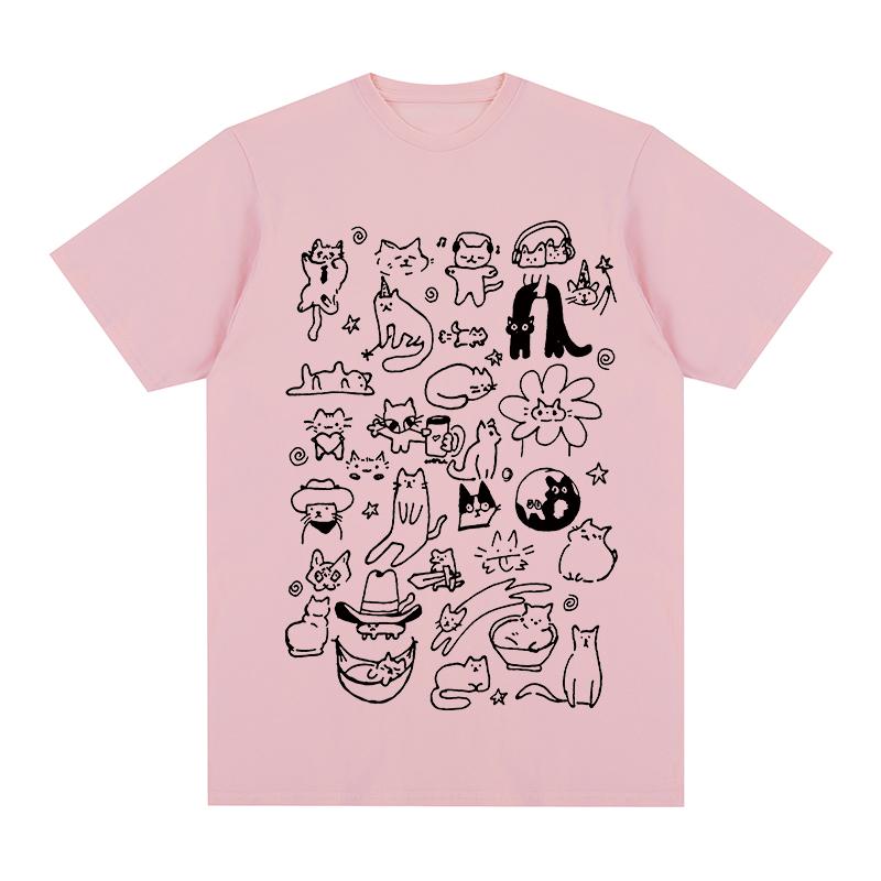 Cute Cat Vintage Tshirt Harajuku Clothing Streetwear Cotton Unisex T Shirt New Tee Tshirt Unisex Tops