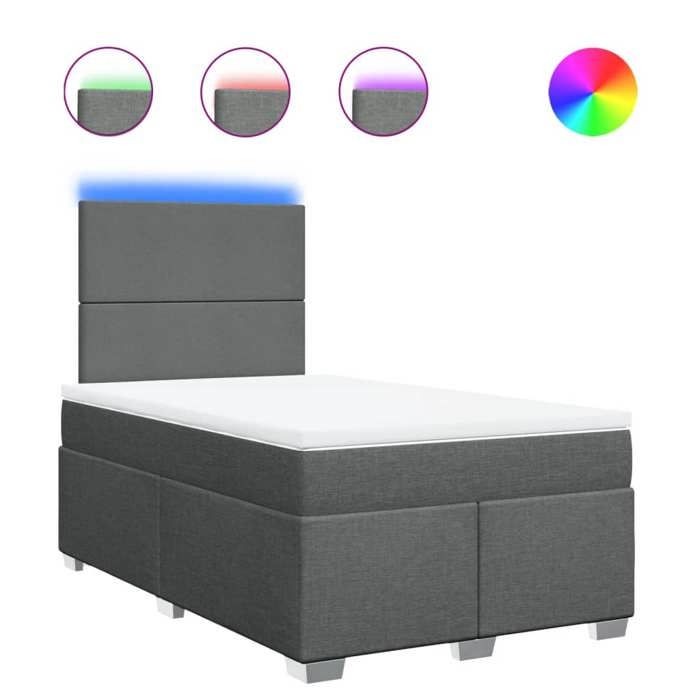 VidaXL Sommier à lattes de lit avec matelas gris foncé 120x190cm tissu, lit, lit à plate-forme, lit à panneaux, meuble de 3292721