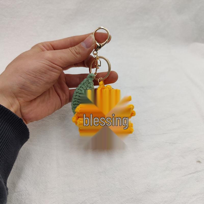 Bright Future Sunflower Crochet Bag Pendant Keychain Gift