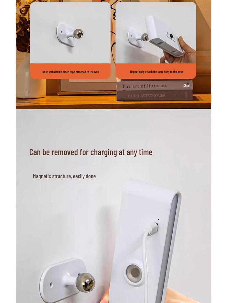 Wireless Rechargeable Magnetic Bedside Lamp with Remote Control and Sensor