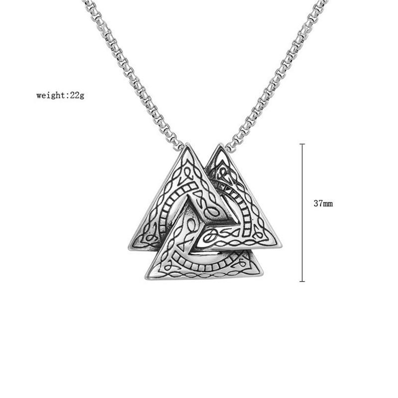 Hnsp Viking Triangle Pendant Necklace For Men 50cm Stainless Steel Chain Jewelry