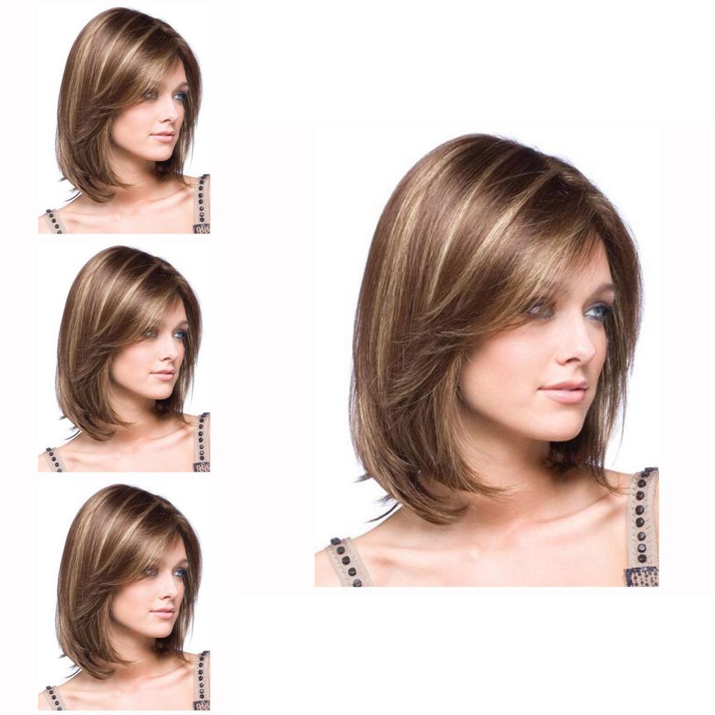 Short Straight Wig With Hightemperature Silk For Womens Face Shaping And Fashion Style
