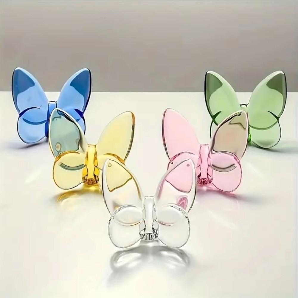 Glass Butterfly Figurine Mini Table Ornaments Elegant Desktop Decoration  Craft Collection