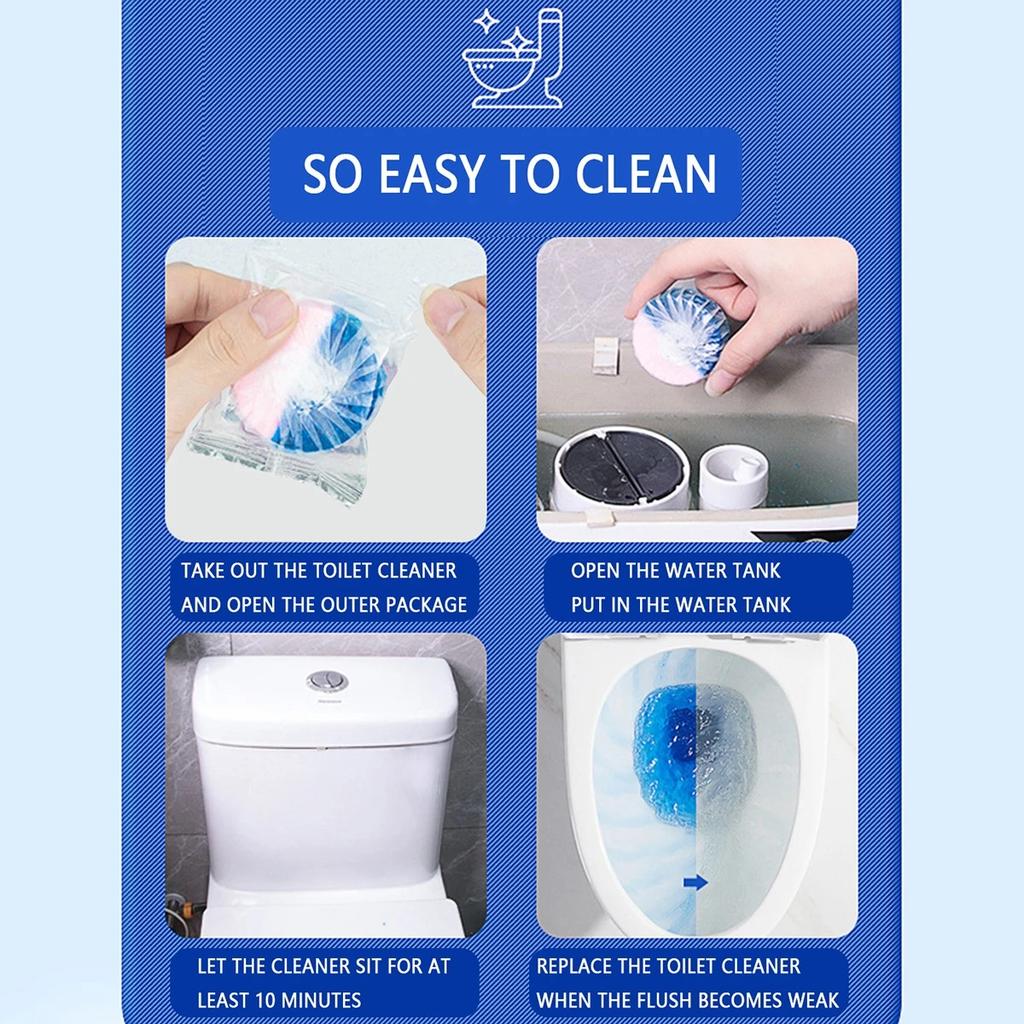 Drop-In & Forget Toilet Cleaner Tablets – Automatic Tank Cleaner, No Scrubbing Needed, Continuous Blue Clean for 30 Days, Fresh Scent