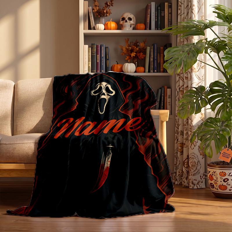 Scream Custom Flannel Blankets Soft Warm Cozy Throws for Home Decor Holiday Gifts