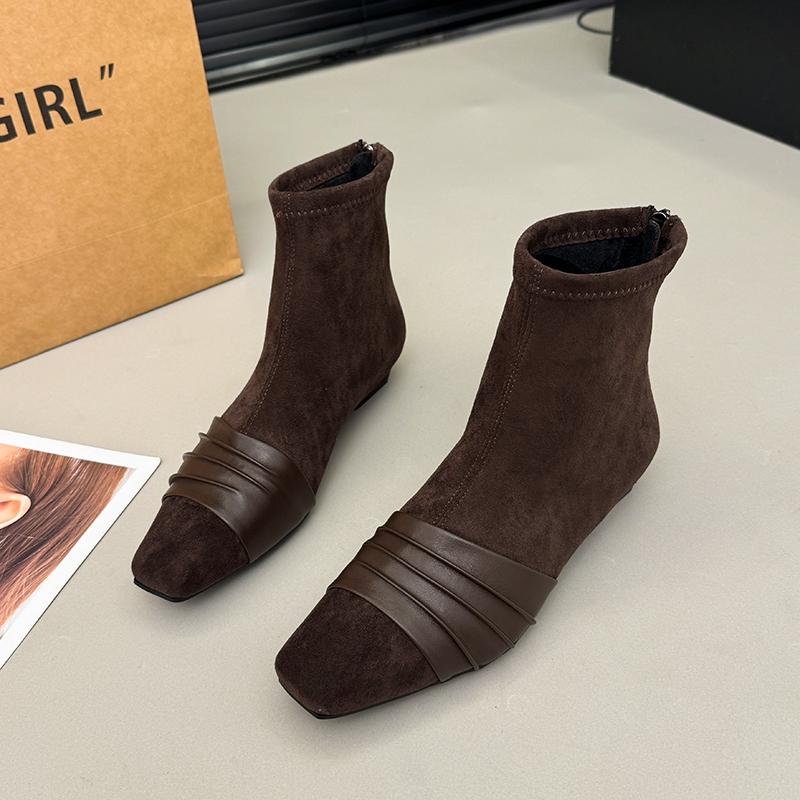 

Ankle Boots for Women Square Toe Heels Shoes Winter Fashion Suede Snow Boots New Walking Elegant Dress Elegant Mujer Botas 40