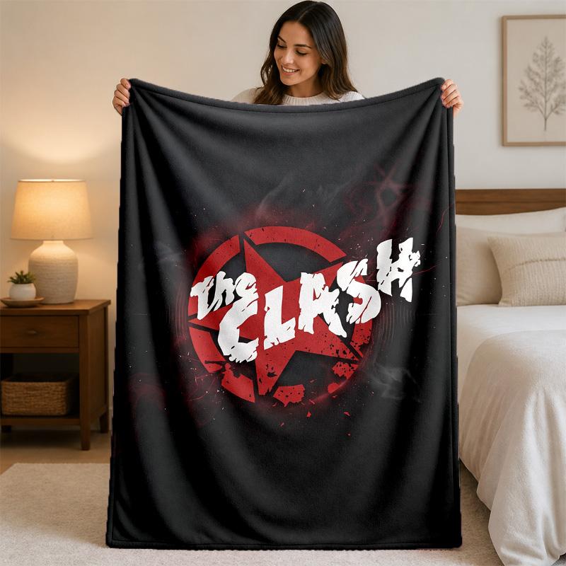 The Clash Print Flannel Blanket Cozy Lightweight Plush Throw Blanket For Bed Sofa Household Use
