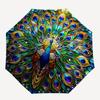 1pc Peacock Mandala Automatic Folding Umbrella - Design, Durable Iron Frame for Travel, Outdoor, Beach Fashion Accessory a0920060