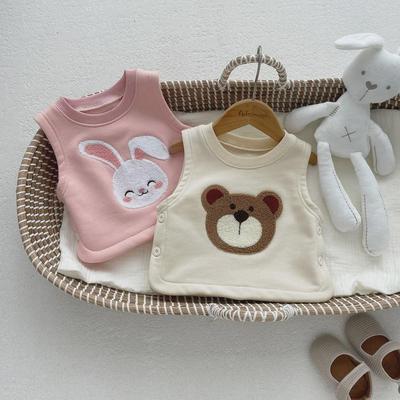 Korean 2024 Cute Cartoon Plush Baby Vest: Winter Warm, Unisex