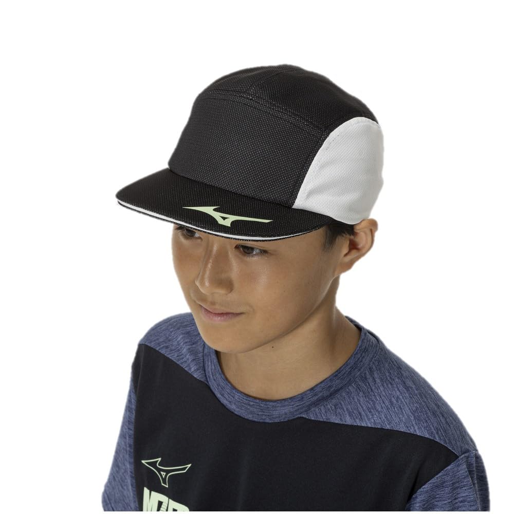 

Mizuno Soccer Solar Cut Hat, Cap, Kids, Summer, P2MWC101, Black/White/Neolime