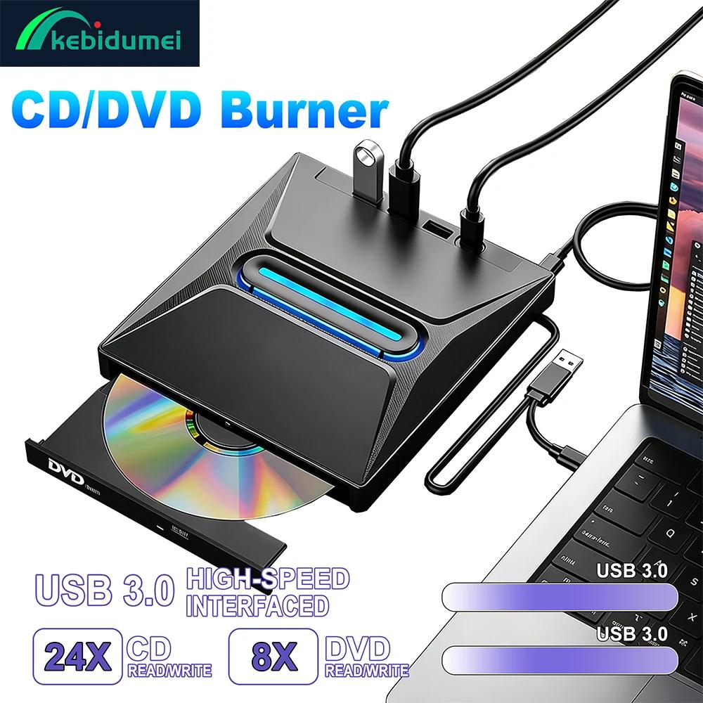 External CD DVD Burner CD ROM Burner CD/DVD+/-RW Drive SD Card Reader Optical Drive DVD Player Hub for Laptop Desktop