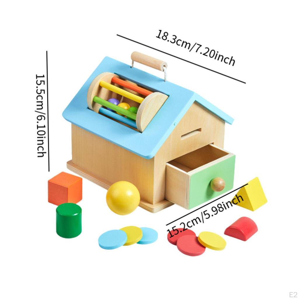 Wooden Montessori Toy Activity Board Color Sorting Educational Sensory House for