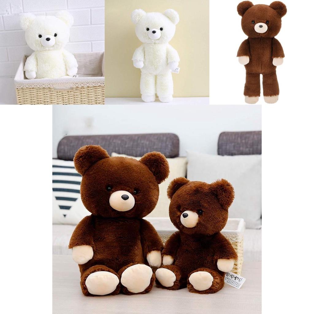 Soft And Cuddly Down Cotton Teddy Bear Plush Toy, Fox Fur Fabric, White And Brown, 46cm/36cm