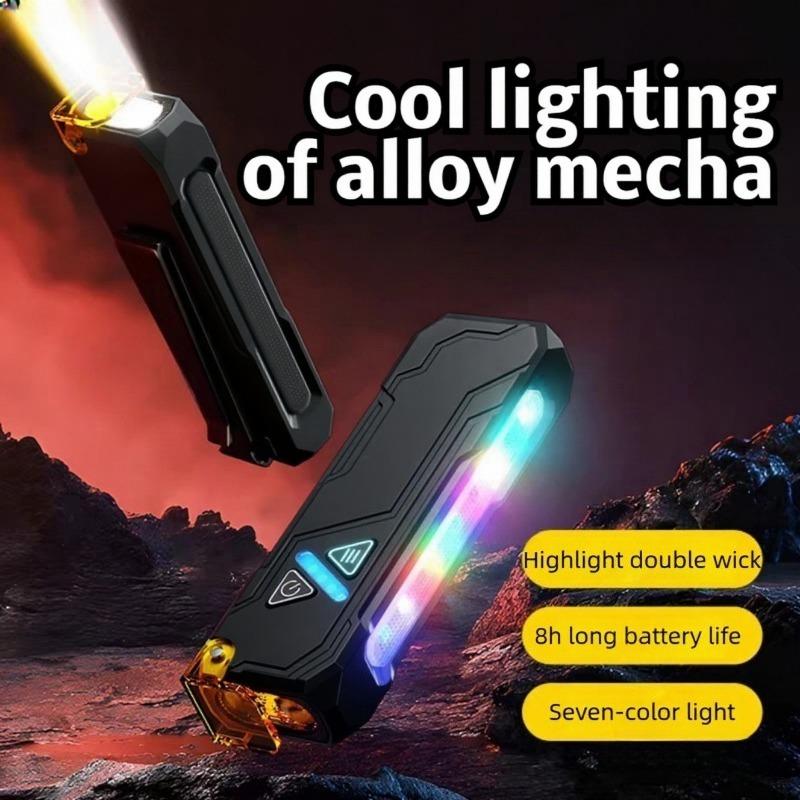 RGB LED Flashlight USB Rechargeable Color Changing Multi Mode Built in Battery Emergency Work Camping Outdoor Torch