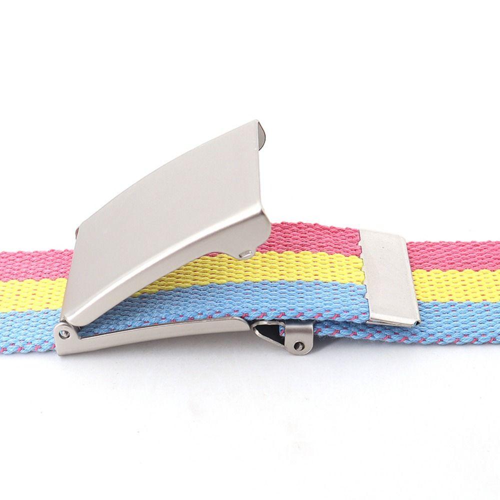 120cm Metel Buckle Belt Colorful Waistband Fashion Canvas Belt  Unisex