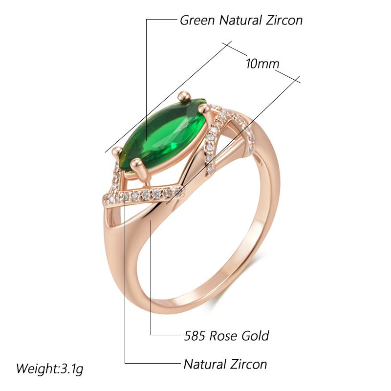 Rose Gold Color Rings For Women Unusual Green Natural Zircon Accessories Bride Wedding Vintage Fine Jewelry