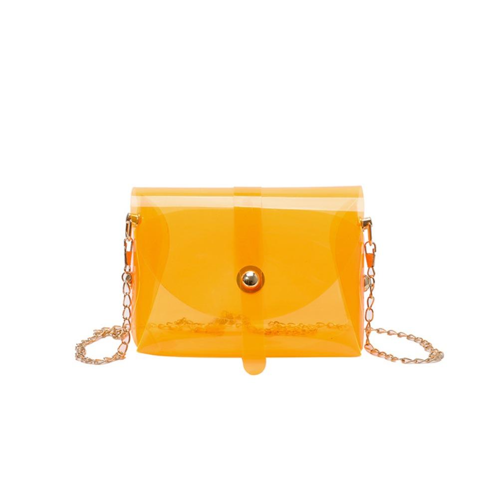 

Candy Color Jelly Shoulder Bag Kawaii Mini Lipstick Bag Fashion Transparent Crossbody Bag Female оранжевый