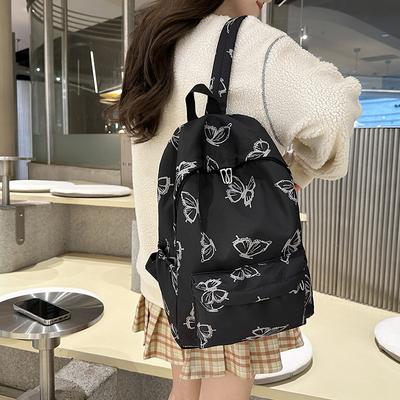 New Simple Cartoon Butterfly Backpack, Primary and Secondary School Student Campus Schoolbag, Large Capacity and Lightweight Travel Backpack