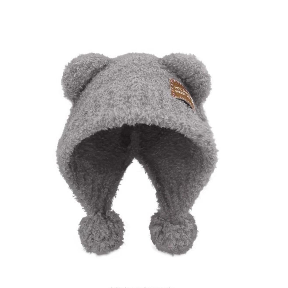 Warm Beanie Cap Fluffy Woolen Hat New Bear Ears Hat Autumn Winter