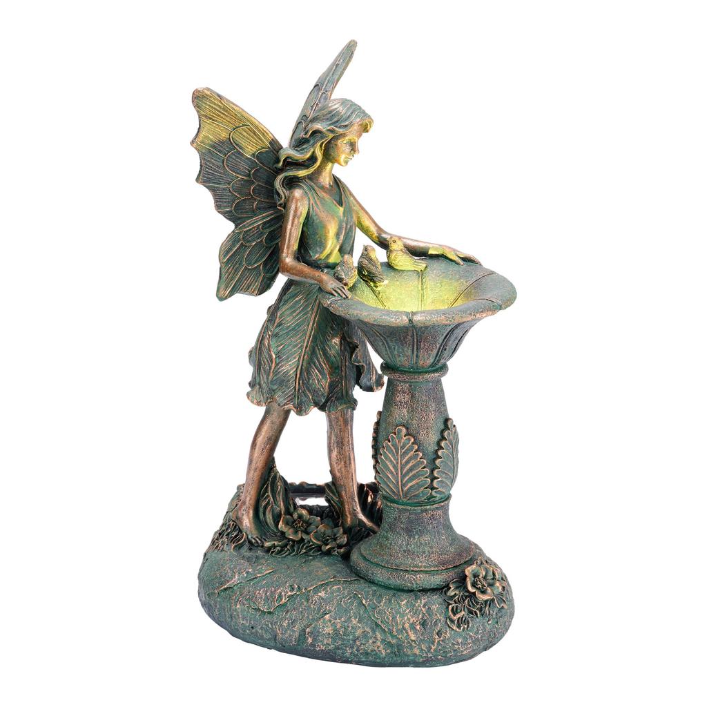 Valery Madelyn Gartendekoration, Ornament, Brunnenfee, Gartenlicht im Bronzestil, Solarlampe, Außendekoration, Stilvolle Dekoration, Gartenornament,