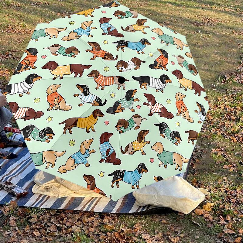 1PC Dachshund Pattern Umbrella-8-Rib Reinforced, Automatic Open, Lightweight & Durable, Cute Fashion Accessory for Outdoor-P70
