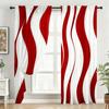 2PC Red & White Wavy Stripe Curtains - Modern Abstract 3D Print Window Drapes for Living Room Bedroom Decor