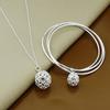 925 Sterling Silver Exquisite Ball Necklace Bracelet Set Birthday Party Anniversary Gift Suitable for Daily Wear