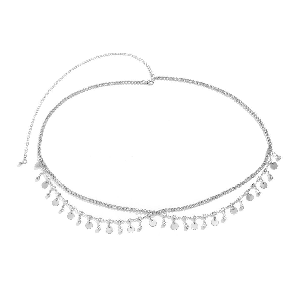 Rhinestone Star Shell Tassel Body Chain: Women s Double Layer Cross-Border Fashion Waist Jewelry