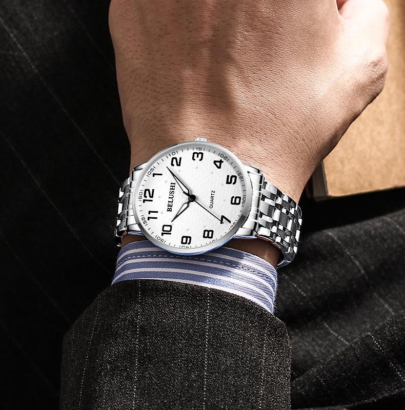 Selected Beroz Luminous Quartz Watches for Couples - Waterproof, Large Numbers, Suitable for Middle-Aged and Elderly Men