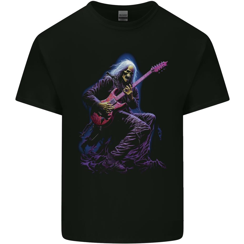 Skull Rocker Rock n Roll Heavy Metal Electric Guitar Unisexs Light Cotton TShirt