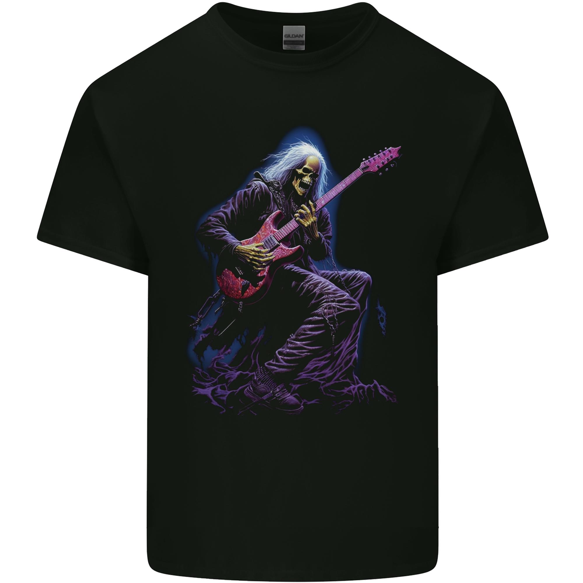 Skull Rocker Rock n Roll Heavy Metal Electric Guitar Unisexs Light Cotton TShirt S