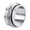 New European and American Retro Engraved Butterfly Ring Titanium Steel Rotating Decompression Ring