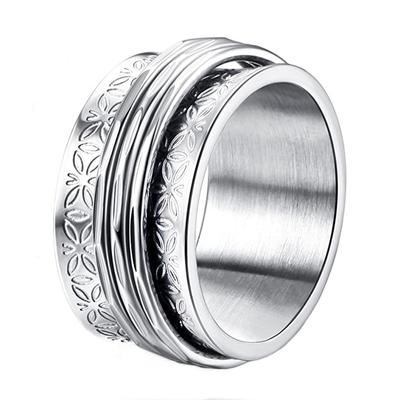 New European and American Retro Engraved Butterfly Ring Titanium Steel Rotating Decompression Ring