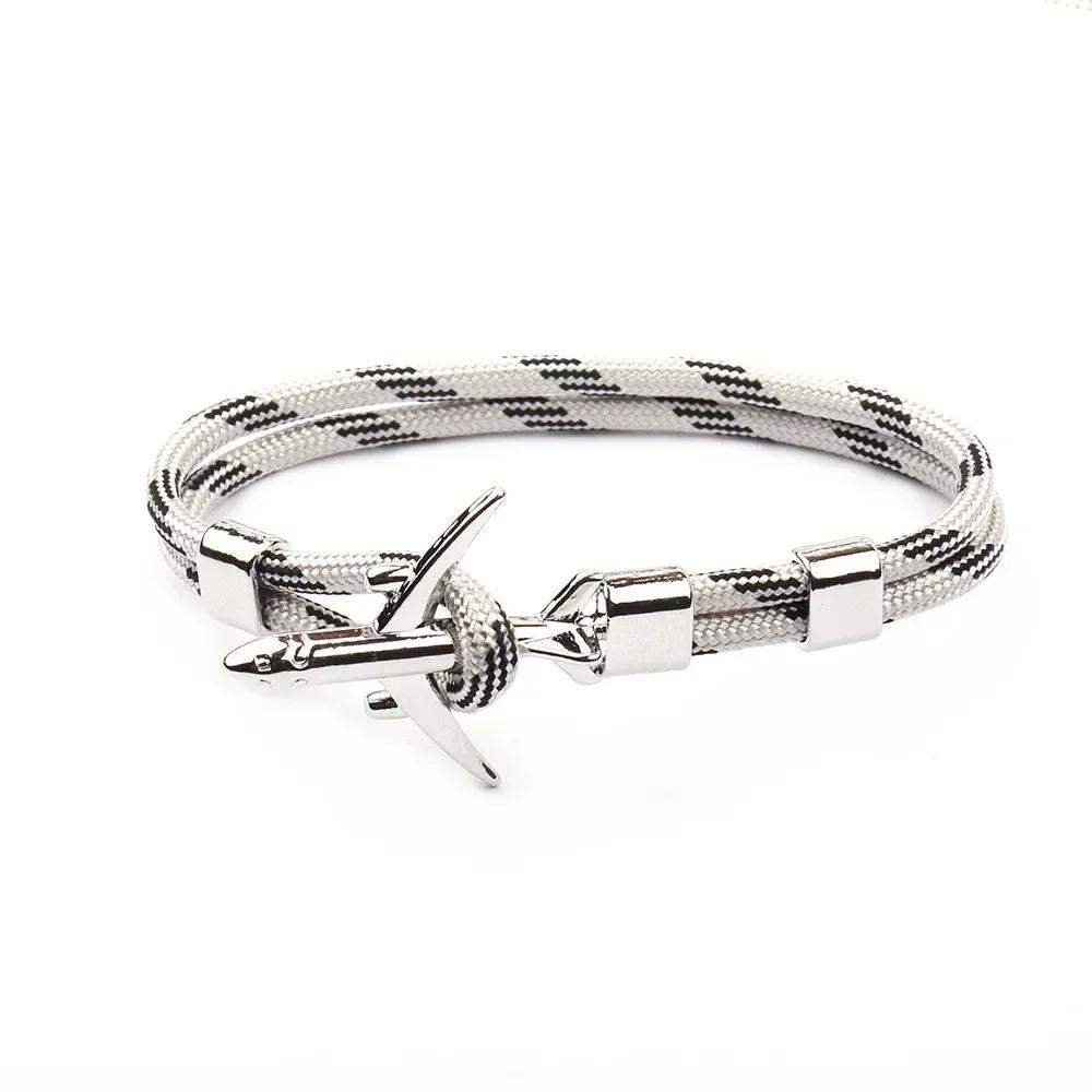 Summer Hot Boeing Airplane Anchor Bracelet Men Nylon Rope Chain Charm Bracelets For Women Survival Aviation Style Sport Bracelet