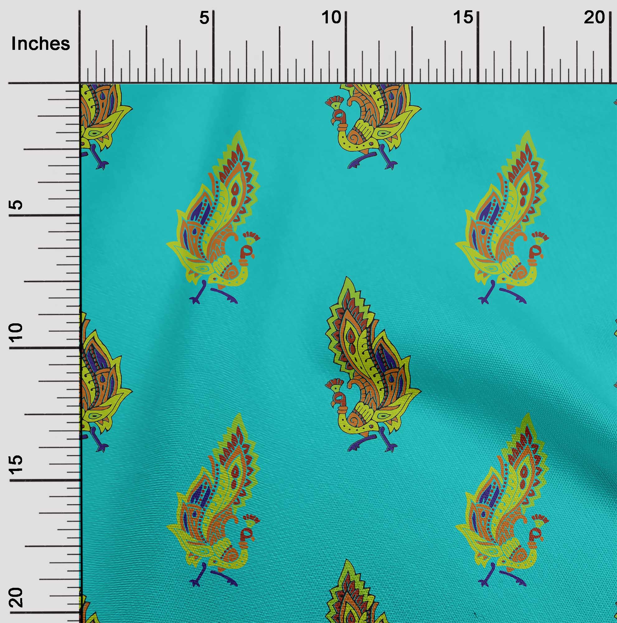 

oneOone Cotton Flex Black Fabric Peacock Block Sewing Craft Projects Fabric Prints By Yard 40 Inch 42 Inch Wide - Viscose Chiffon бірюзовий колір синій