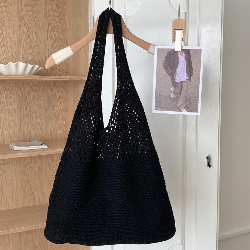 Модная женская ажурная плетеная сумка-кроше, сумки на плечо большой вместимости, вязаные сумки, экологичная женская сумка-шоппер