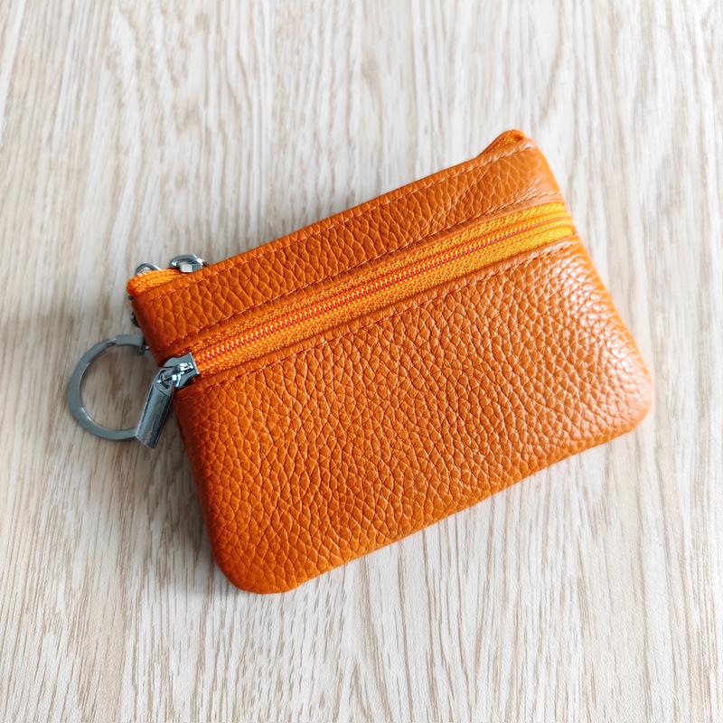 Genuine Leather Cowhide Card & Key Holder with Coin Purse - Compact and Portable