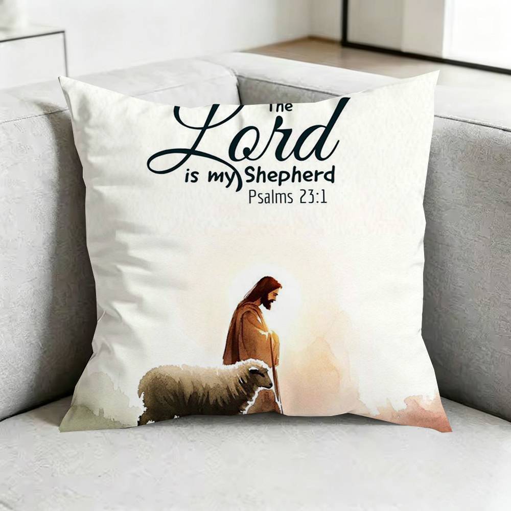 J-Jesus Bible Verse Gods Plan Square Double-Sided printed Pillow Case Bedroom Bedside Pillow Sofa Cushion Cover Gift