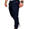 Skinny Cargo Pants Casual Men Solid Color Drawstring Waist Ankle Tied Pockets