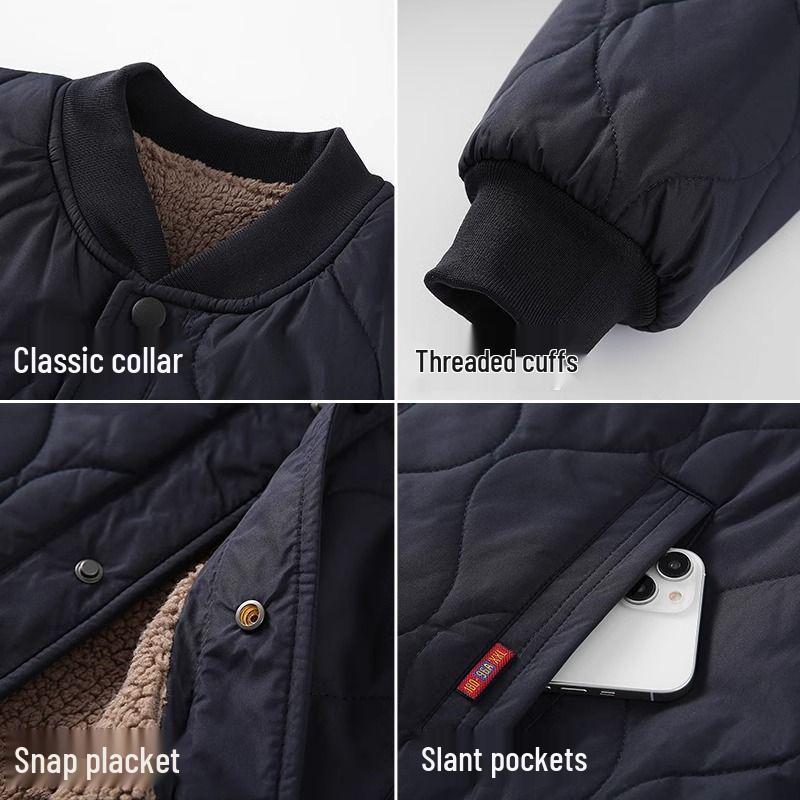 Woodpecker Men's Warm Plus Velvet Thickened Winter Jacket for Middle-Aged and Elderly