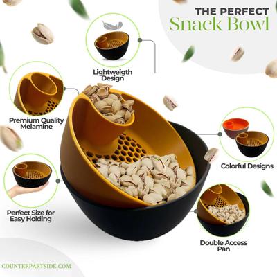 3D Printed Nut Seeds Bowl Snack Storage Container Double Dish with Shell Compartment Pistachios Cherries Fruits Candy Serving Bowl