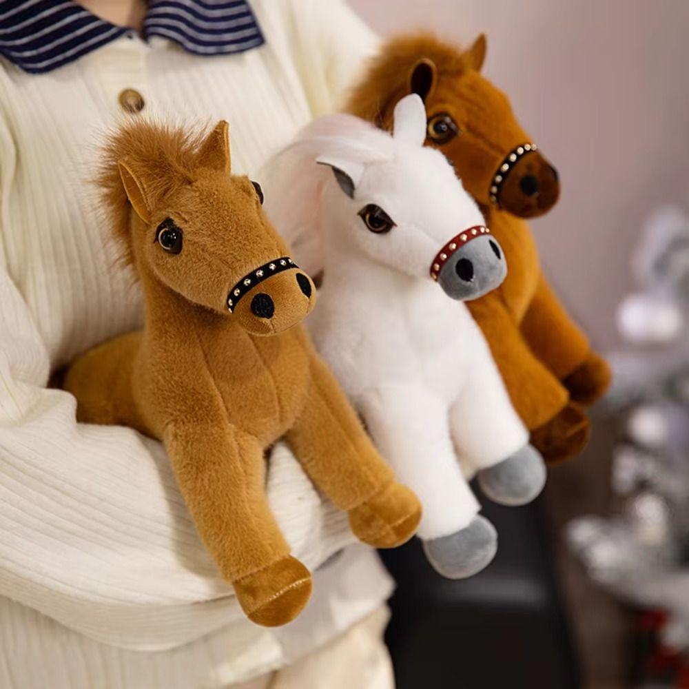Saddle Standing Foal Plush Doll Long Mane Cartoon Horse Stuffed Toy Pony Plush Toys Children