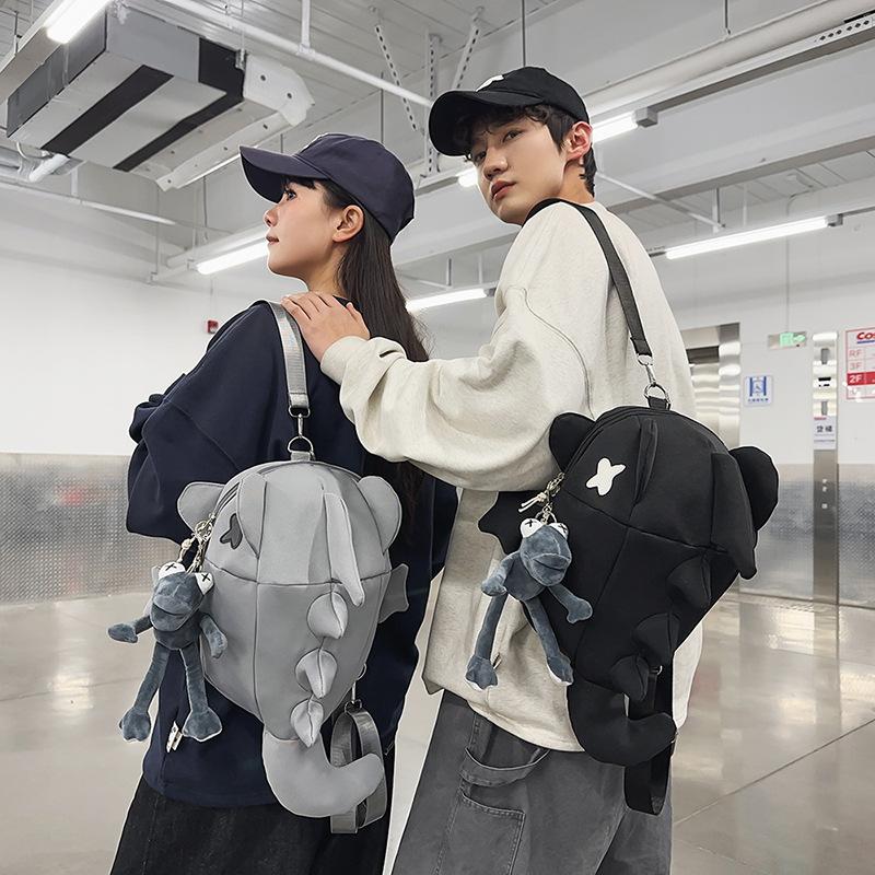 Schoolbag Internet celebrity men and women cartoon plush doll backpack niche design sense cycling backpack personality trend travel bag