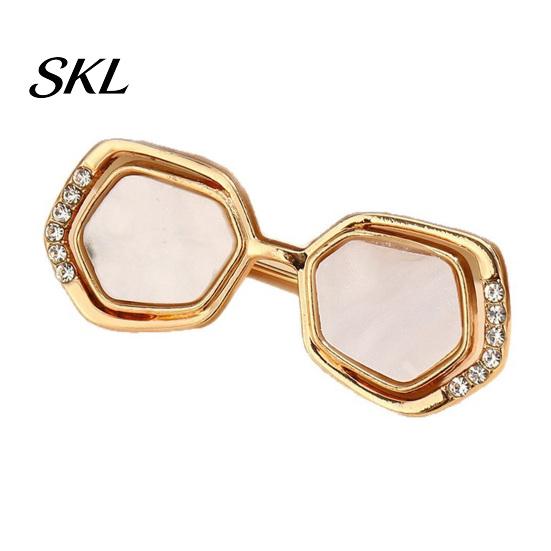 Oxidation Resistant Pin Mini Glasses Shape Brooch, Alloy Lapel Pins, Decorative Brooch Pin, Long-lasting Eyeglass Versatile Clothing Accessories золотистый
