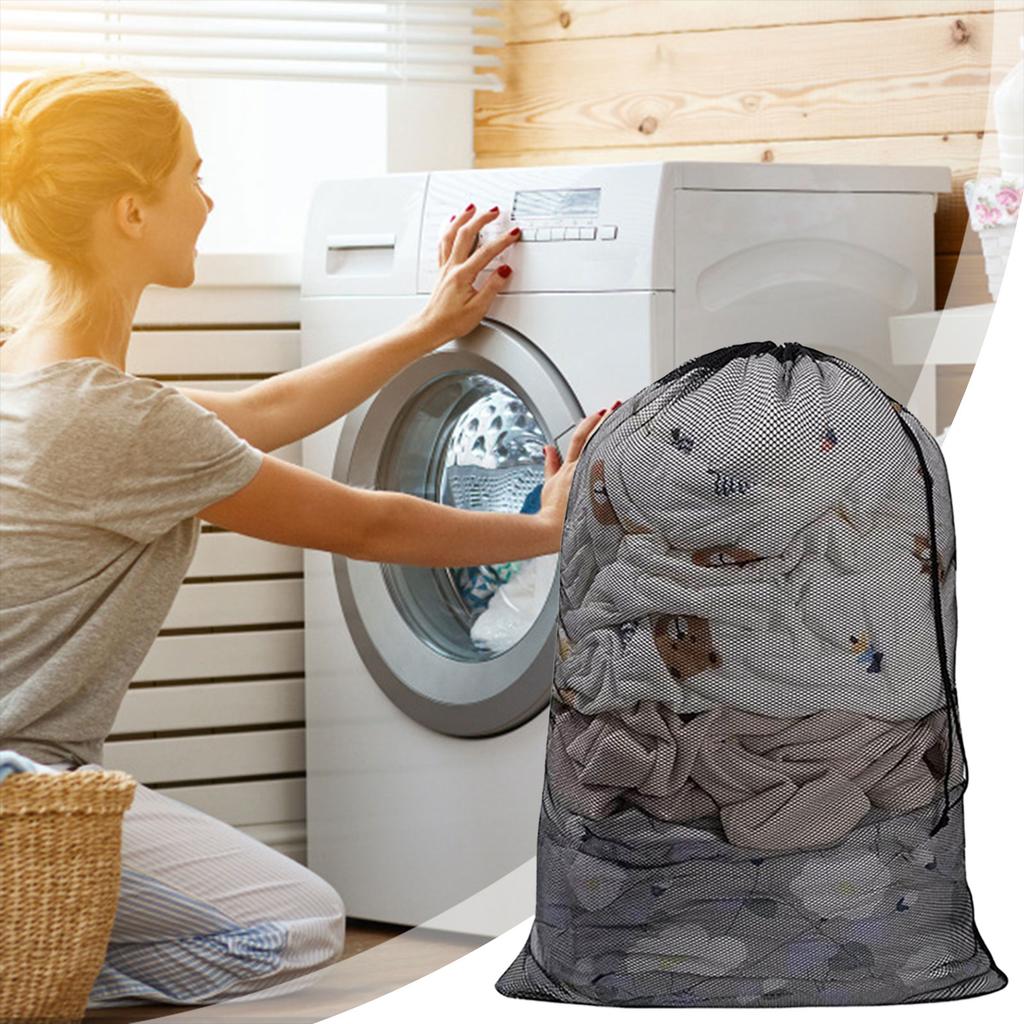 Drawstring Mesh Laundry Bag,Reusable Wash Clothes Storage Bag,Toy Football Organizer,Anti-Twisting Anti-Scratch Laundry Bag