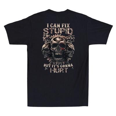 I Can Fix Stupid But Its Gonna Hurt Horror Skull (On Back) Vintage Men's T-Shirt