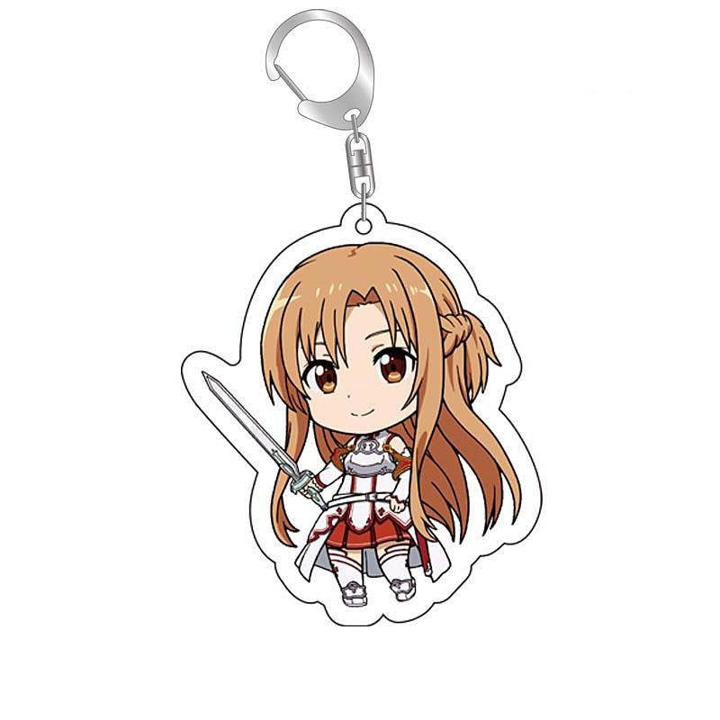 Sword Art Online Kirito Anime Keychain Yuuki Asuna Bag Tag Accessories Asada Shino Plastic Cartoon Keyring