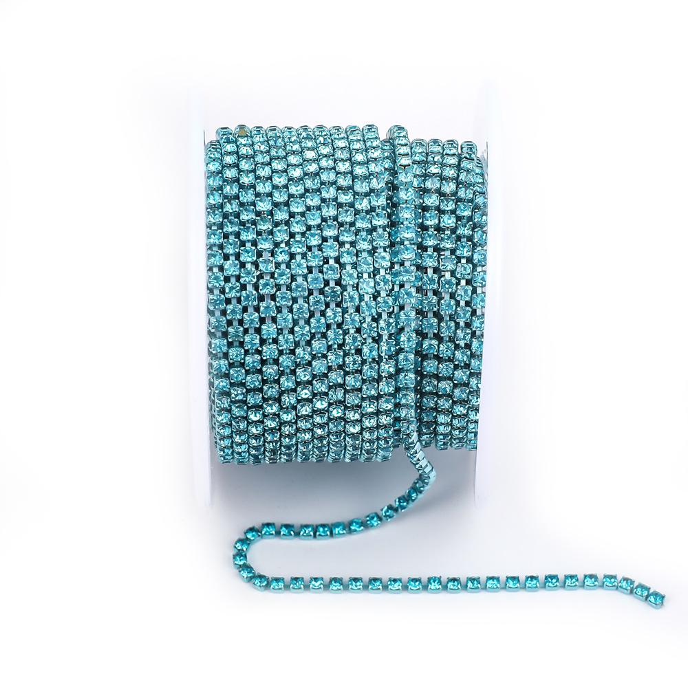 Electroplated Glass Rhinestone Single Row Claw Chain for DIY Costume Accessories